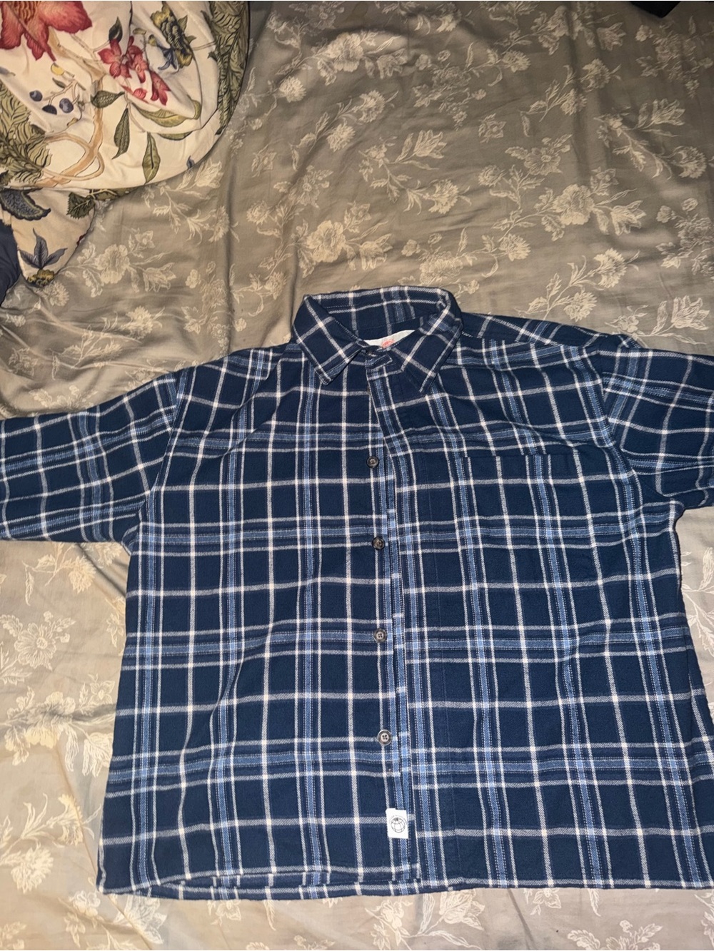 & Other Stories Navy and White Plaid Button-Down Shirt